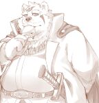  2023 anthro bear belly big_belly biped clothed clothing eating food furipon hi_res kemono male mammal overweight overweight_male popsicle simple_background solo white_background 