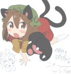 &gt;_&lt; 2girls all_fours animal_ears animal_hands blush_stickers bow bowtie brown_eyes brown_hair cat_ears cat_tail chen chibi chibi_inset citrus_(place) dress excited gao gloves hair_between_eyes hat heart looking_at_viewer medium_hair mob_cap multiple_girls multiple_tails nekomata open_mouth paw_gloves red_dress sleeves_past_fingers sleeves_past_wrists solo_focus tail touhou two_tails v-shaped_eyebrows yakumo_ran yellow_bow yellow_bowtie 