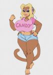  big_breasts blonde_hair bottomwear breasts candy_kong cleavage clothed clothing crop_top curvy_figure cutoffs denim denim_clothing donkey_kong_(series) female hair hand_on_hip headphones hi_res huge_breasts kong lips mammal navel nintendo nitro primate shirt shorts solo thick_thighs topwear unavailable_at_source voluptuous wide_hips 