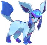  2007 ambiguous_gender blush eeveelution generation_4_pokemon glaceon looking_up nintendo pokemon pokemon_(species) simple_background solo standing suppainu white_background 