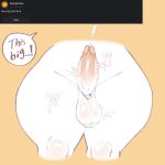  anthro balls big_penis bodily_fluids cum curious_cat digital_media_(artwork) eldiipiid erection fur genital_fluids genitals girly harry_gray_(eldiipiid) hi_res lagomorph leporid male mammal penis rabbit simple_background solo thick_thighs white_body white_fur 