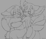  2023 4_arms aiasuru anthro arthropod big_ears blush breasts butt claws cuddling duo embarrassed faputa female female/female fluffy fur hair hand_holding hi_res horn humanoid insect lepidopteran line_art looking_at_another looking_at_viewer looking_back lying made_in_abyss mammal monochrome moth multi_arm multi_limb multi_tail narehate navel nipples nude on_back pushing pushing_down short_hair signature smug tail unfinished 