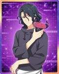  1boy asselin_bb_ii black_hair hair_between_eyes heterochromia idolmaster idolmaster_side-m idolmaster_side-m_growing_stars long_hair looking_at_viewer male_focus official_art red_eyes satan_(idolmaster) solo yellow_eyes 