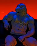  abs anthro bgn boxers_(clothing) bulge clothing epic_games fortnite hi_res komodo_dragon lizard male monitor_lizard muscular muscular_male pecs reptile scalie solo thunder_(fortnite) underwear 