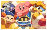  armor bandana bandana_waddle_dee blue_bandana blush_stickers closed_eyes colored_skin dated disembodied_limb gloves highres king_dedede kirby kirby&#039;s_return_to_dream_land kirby_(series) looking_at_viewer magolor mask meta_knight nantan_chu_0 pauldrons pink_skin pom_pom_(clothes) shoulder_armor smile solid_oval_eyes yellow_eyes 