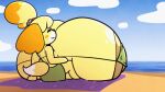  2023 animal_crossing animated anthro areola big_breasts bodily_fluids breast_growth breasts canid canine canis clothing domestic_dog female growth hair huge_breasts hyper hyper_breasts isabelle_(animal_crossing) lactating mammal nintendo nipples outside sachasketchy shih_tzu solo toy_dog 