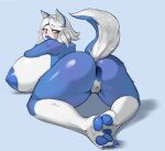  absurd_res anthro anus big_breasts big_butt breasts butt canid canine canis darbo domestic_dog female gaping gaping_anus hair hi_res huge_breasts huge_butt husky hyper hyper_breasts mammal nordic_sled_dog nunsafeforwork solo spitz white_hair 