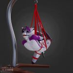  3d_(artwork) alkhimow animated anthro bdsm bondage bound butt digital_media_(artwork) ear_piercing gag genitals male paws penis piercing restraints rope rope_bondage rope_harness short_playtime solo tail turntable_(animation) 