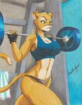  abs anthro athletic athletic_female big_breasts bra breasts clothing cougar exercise felid feline female fitness grizzlygus gym hi_res mammal muscular muscular_female ravernclouk solo sports_bra underwear valerie_(grizzlygus) weightlifting workout workout_clothing 