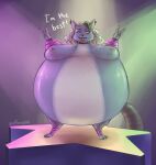  anthro big_breasts bloated breasts canid canine canis collar digital_media_(artwork) etanolllll female five_nights_at_freddy&#039;s five_nights_at_freddy&#039;s:_security_breach inflated_belly inflation mammal nipples nude overweight roxanne_wolf_(fnaf) scottgames solo solo_focus steel_wool_studios text tongue wolf 