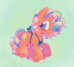  &lt;3 &lt;3_eyes ambiguous_gender big_eyes blue_eyes chibi clothed clothed_feral clothing cotton_candy_(g3) curled_hair curled_tail earth_pony equid equine feral freckles fur hair hasbro hi_res horse mammal mlp_g3 multicolored_hair multicolored_tail my_little_pony pink_body pink_fur pony sidruni smile solo tail 