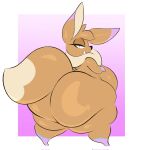  anthro arizonathevixen big_breasts big_butt breasts brown_body butt dewlap_(anatomy) dipstick_ears dipstick_tail eevee female generation_1_pokemon gloves_(marking) hi_res huge_breasts huge_butt huge_hips huge_thighs hyper hyper_butt leg_markings looking_at_viewer looking_back markings multicolored_ears nintendo nude pokemon pokemon_(species) smile socks_(marking) solo tail tail_markings thick_thighs wide_hips yellow_eyes 