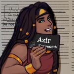  5uzu4 arm_at_side armband azir bicep_strap biceps black_hair blue_eyes dark-skinned_male dark_skin dreadlocks headband humanization league_of_legends long_hair naughty_face original smiley_face suz_uwu 