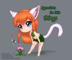  animal_ears animal_tail anthro arthropod barefoot bee blue_eyes chibi clothing domestic_cat feet felid feline felis female flower head_hair humanoid hymenopteran insect mammal plant rukifox solo 