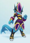  2023 3_toes 4_fingers anthro aquatic_dragon blue_body claws dragon feet female finger_claws fingers freedom_planet freedom_planet_2 galaxytrail hi_res marine merga purple_eyes simple_background solo toe_claws toes tysontan unguligrade wingless_dragon 