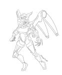  anthro claws empty_eyes fang_(gvh) female goodbye_volcano_high hi_res long_snout machine metal_wings metallic_body monochrome orange_bongo pterodactylus pterosaur reptile robot scalie sharp_claws sketch snoot_game_(fan_game) snout solo 