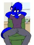  blue_body blue_fur chair domestic_ferret fur furniture hands_behind_head male mammal mustelid musteline orion_(tabbiewolf) tabbiewolf true_musteline weasel 