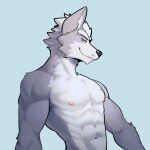  2023 abs anthro areola athletic athletic_anthro athletic_male canid canine canis hi_res jrjresq looking_at_viewer male mammal nintendo nude smile smiling_at_viewer solo star_fox wolf wolf_o&#039;donnell 
