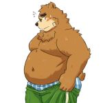  2023 anthro bear belly big_belly blush brown_body brown_fur clothing eyewear fur glasses hi_res kemono lifewonders male mammal moobs overweight overweight_male solo tokyo_afterschool_summoners underwear volos yaki_atsuage 