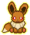  ambiguous_gender brown_body brown_fur digital_media_(artwork) eevee feral fur generation_1_pokemon glowing lily_(watermelonbeckon) low_res neck_tuft nintendo pawpads pixel_(artwork) pokemon pokemon_(species) red_eyes sitting solo tail tail_tuft tuft watermelonbeckon yellow_glow 
