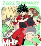  1boy 1girl 2girls angst boku_no_hero_academia brown_eyes brown_hair couple dress ethereal flower green_eyes green_hair midoriya_izuku multiple_girls non-web_source ship surreal uraraka_ochako watercraft 