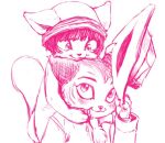  2017 :3 anthro black_hair blush calvin_mcmurray carameske clothed clothing domestic_cat duo felid feline felis female fully_clothed fur hair happy hat headgear headwear holding_clothing holding_hat holding_headgear holding_headwear holding_object ivy_pepper jacket lackadaisy male mammal monochrome sitting_on_another sketch smile topwear webcomic 