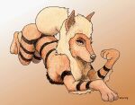  anthro anthrofied arcanine_(species) canid canine female fur generation_1_pokemon hair looking_at_viewer makeup mammal mane mane_hair mattythemimic nintendo nude paws pokemon pokemon_(species) simple_background solo striped_body stripes tagme traditional_media_(artwork) 
