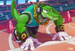  anthro clothed clothing crocodile crocodilian crocodylid gloves green_body handwear headphones hi_res male reptile scalie sega sellon solo sonic_the_hedgehog_(series) vector_the_crocodile 