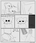  2022 anthro balls biped bottomwear bulge canid canine chris_(chrismono) chrismono clothing comic computer drawing_tablet e621 english_text erection fox genitals glans google hair hi_res holding_object holding_pen humanoid_genitalia humanoid_penis imminent_masturbation looking_at_monitor male mammal monitor monochrome pen penis solo tail text underwear 