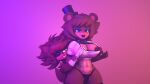  anthro assisted_exposure bear bedroom_eyes breasts brown_body brown_fur cally3d canid canine clothing duo exposed_breasts female female/female fexa_(cally3d) five_nights_at_freddy&#039;s fox foxy_(fnaf) fredina_(cally3d) fur mammal narrowed_eyes nipples nipples_visible_through_clothing red_body red_fur scottgames seductive undressing undressing_another 