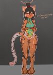  anthro clothed clothing dialogue dress felid female genitals hi_res kyoku makeup mammal no_underwear pantherine pussy requested_sex solo sprrigs- stripes text tiger 