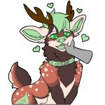  anthro antlers collar deer fur green_eyes horn mammal mane solo symrea telegram_sticker 