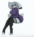  anthro big_breasts blush breasts clothing disney eyewear female glasses hi_res legwear pace-maker small_waist solo thick_thighs thigh_highs violet_hopps wide_hips zootopia 