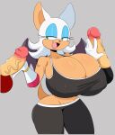  animated anthro big_breasts breasts clothing clothing_pull female group hi_res huge_breasts jinu rouge_the_bat sega shirt shirt_pull sonic_the_hedgehog_(series) topwear topwear_pull wardrobe_malfunction 