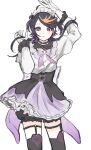  1boy absurdres black_bloomers black_hair black_thighhighs blonde_hair bow bowtie crossdressing frilled_skirt frills gloves highres long_hair maid_headdress male_focus multicolored_hair nijisanji nijisanji_en parted_lips pink_hair purple_bow purple_bowtie purple_eyes purple_skirt shionotsuke shu_yamino skirt solo streaked_hair thighhighs virtual_youtuber white_gloves 