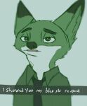  anthro blep canid canine disney ears_up english_text eyebrows famished_(artist) fox hi_res looking_at_viewer male mammal necktie nick_wilde raised_eyebrow simple_background sketch solo text tongue tongue_out zootopia 