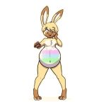  anthro belly big_belly easter fan_character fur holidays lagomorph leporid male mammal nude pancak3 pregnant pregnant_male rabbit solo standing yellow_body yellow_fur 
