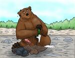  anthro bear cleaning fuzzybaloo genitals male mammal penis river soap solo 