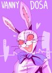  &lt;3 anthro bow_accessory buckteeth cover cover_art cover_page duo female five_nights_at_freddy&#039;s hi_res lagomorph leporid male mammal purple_background rabbit red_eyes renita_reed scottgames simple_background smile spanish_text teeth text vanny_(fnaf) whiskers white_body 