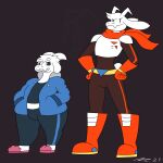  absurd_res alternate_species blue_clothing blue_sweater blue_topwear bodysuit boss_monster bovid caprine clothing fur gaster goat hi_res mac_daddy male mammal papyrus_(undertale) red_scarf sans_(undertale) scarf skinsuit slippers sweater sweatpants tight_clothing topwear undertale undertale_(series) w.d_gaster white_body white_fur 