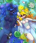  2023 alphadesu anthro breasts cutie_mark digital_media_(artwork) duo equid equine fan_character female fingers friendship_is_magic genitals hasbro hi_res horn lily_pad mammal my_little_pony nude partially_submerged pegasus plant princess_luna_(mlp) pussy water winged_unicorn wings 