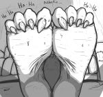 2023 4_toes bethesda_softworks black_and_white bodily_fluids canid canine canis claws coyote fallout feet female female_focus first_person_view foot_on_face foot_shot furniture humanoid_feet hybrid laugh mammal monochrome night_stalker_(fallout) pit_viper plantigrade pzf_(artist) rattlesnake reptile scalie snake sofa soles solo_focus sweat sweaty_feet toe_claws toe_scrunch toes viper 
