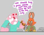  absurd_res anthro beverage burger clothed clothing dialogue drinking duo eating female food freckles green_eyes hair hi_res humanoid jack_smith lagomorph lake_smith leporid male male/female mammal muscular muscular_male rabbit rawhell reptile scalie short_hair snake soda white_eyelashes 