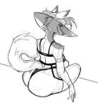  anthro big_butt bra butt canid canine clothing female fox garter_belt garter_straps hat headgear headwear hi_res june_way legwear looking_at_viewer looking_back looking_back_at_viewer mammal solo theart_10 thigh_highs thong underwear 