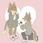  &lt;3 1:1 anthro blush clothed clothing dasyurid dasyuromorph duo ekaki510 female footwear kemono mammal marriage_proposal marsupial quoll shoes 