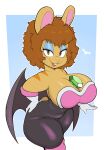  anthro between_breasts big_breasts breasts brown_hair female hair hi_res holding_butt mammal rouge_the_bat_outfit sega solo sonic_the_hedgehog_(series) thick_thighs usnarbit 