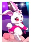  2023 anthro anus balls better_version_at_source clothed clothing duo female fur genitals hi_res human jewelpet kekitopu lagomorph larger_human larger_male leporid male male/female mammal penis pussy rabbit red_eyes ruby_(jewelpet) sanrio size_difference smaller_anthro smaller_female white_body white_fur 