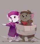  anthro bernard_(the_rescuers) chapka clothing coat disney duo female hat headgear headwear male mammal map miss_bianca_(the_rescuers) mouse murid murine open_mouth pacota22ma rodent standing the_rescuers_(disney) topwear 