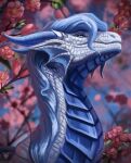  bl_darksoul darlsol dragon female feral hi_res kasmyne_(character) nature nature_background portrait sakura scalie solo 