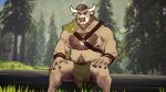  absurd_res anthro bovid bovine brown_body brown_fur buru_(buruthebull) fur hi_res horn male mammal muscular muscular_male tail 